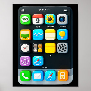 Cell Phone Screen Smartphone Mobile App Halloween Poster