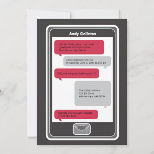 Cell Phone Texting Graduation Invitation
