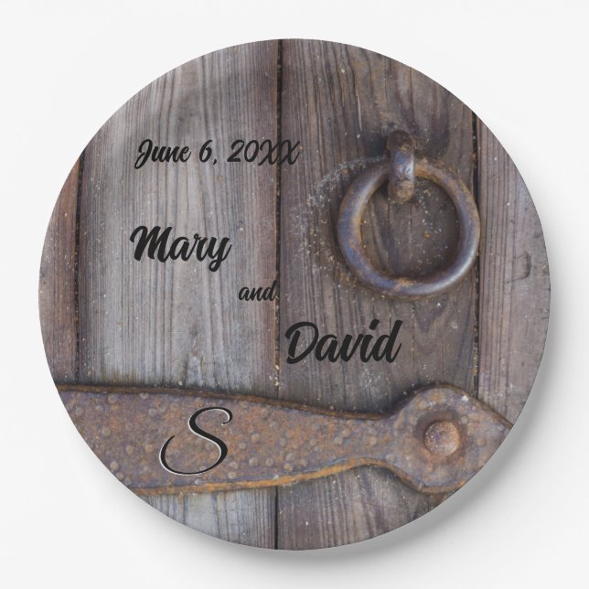 Cellar Door Handle Wedding Paper Plate (Front)