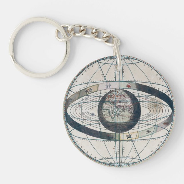 Cellarius Ptolemaic System Vintage Map Key Ring (Front)