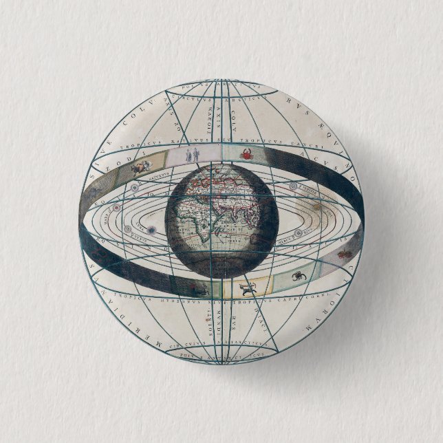 Cellarius Ptolemaic System Vintage Zodiac Map Pin (Front)