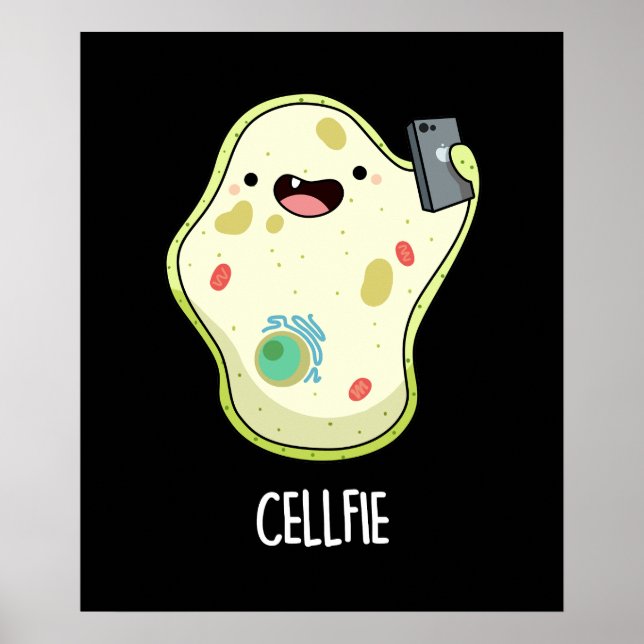 Cellfie Funny Biology Selfie Pun Dark BG Poster (Front)