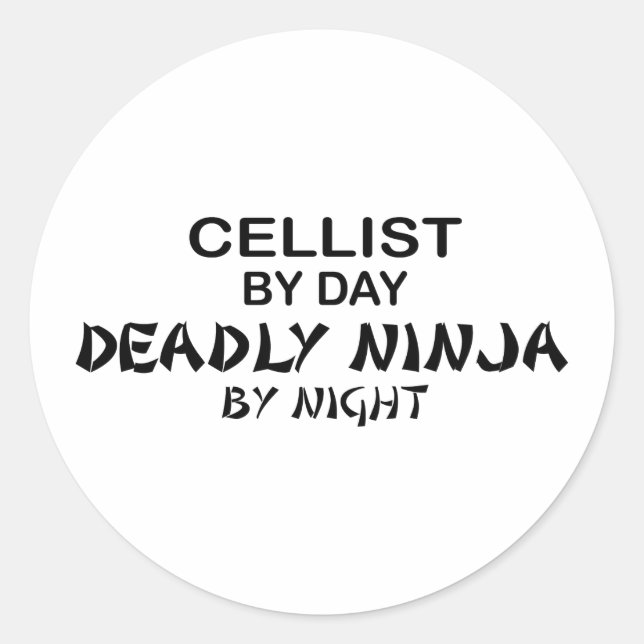 Cellist Deadly Ninja by Night Classic Round Sticker (Front)
