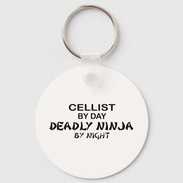 Cellist Deadly Ninja by Night Key Ring (Front)