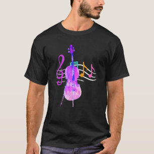 Cellist Music Notes Cello Player Treble Clef Colou T-Shirt