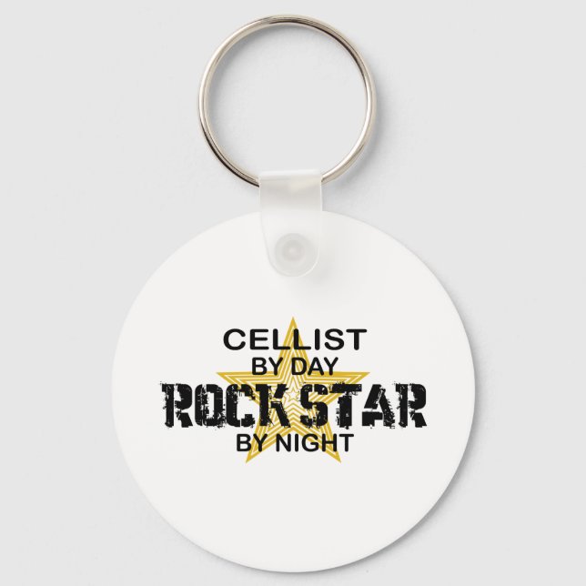 Cellist Rock Star by Night Key Ring (Front)