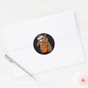 Cellist Sloth Cello Player Orchestra Music Animal Classic Round Sticker