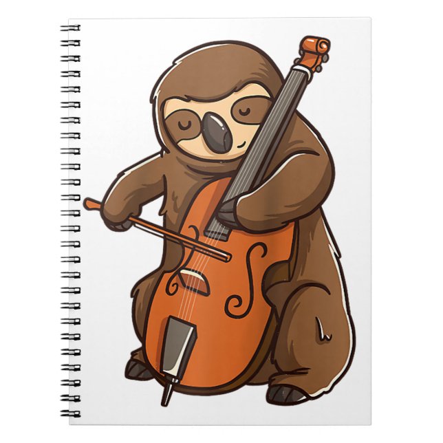 cellist sloth cello player orchestra music animal  notebook (Front)