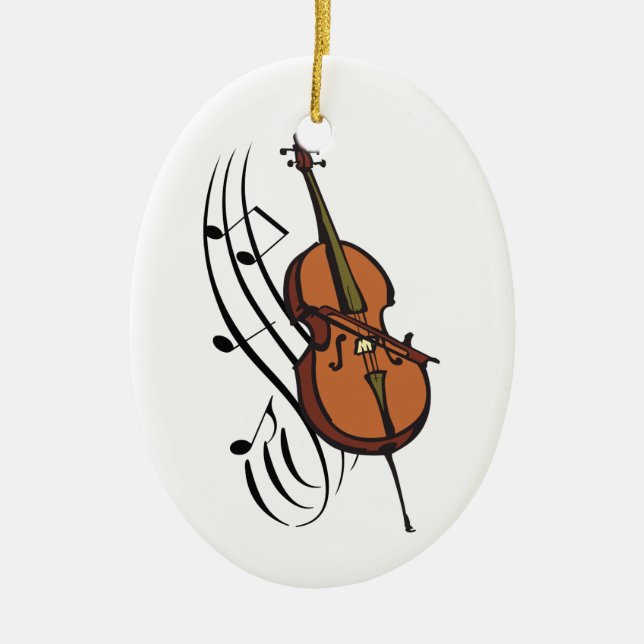 Cello and Music Ceramic Ornament (Front)