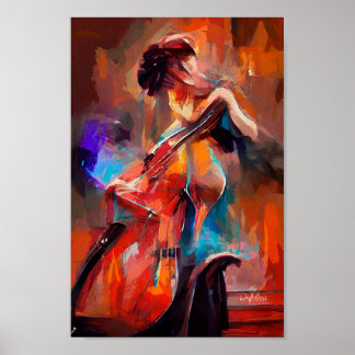 cello art woman poster