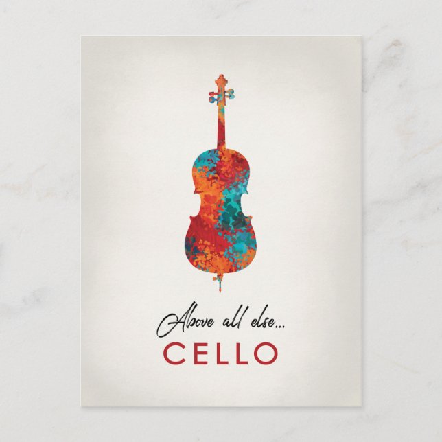 Cello - Bright Colourful Music Postcard (Front)