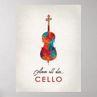 Cello - Bright Colourful Music Poster