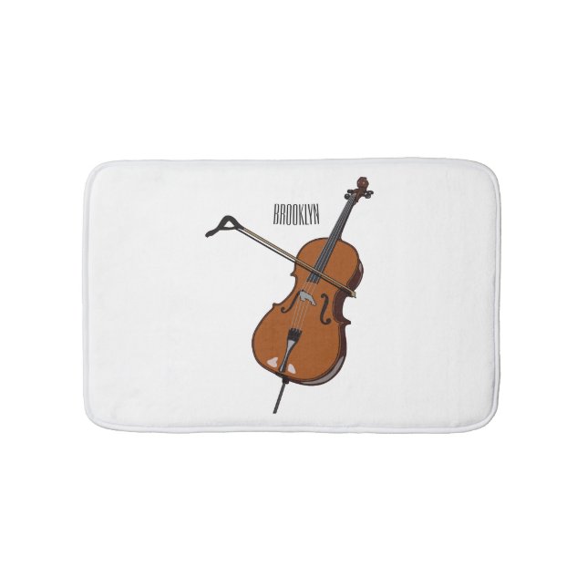 Cello cartoon illustration  bath mat (Front)