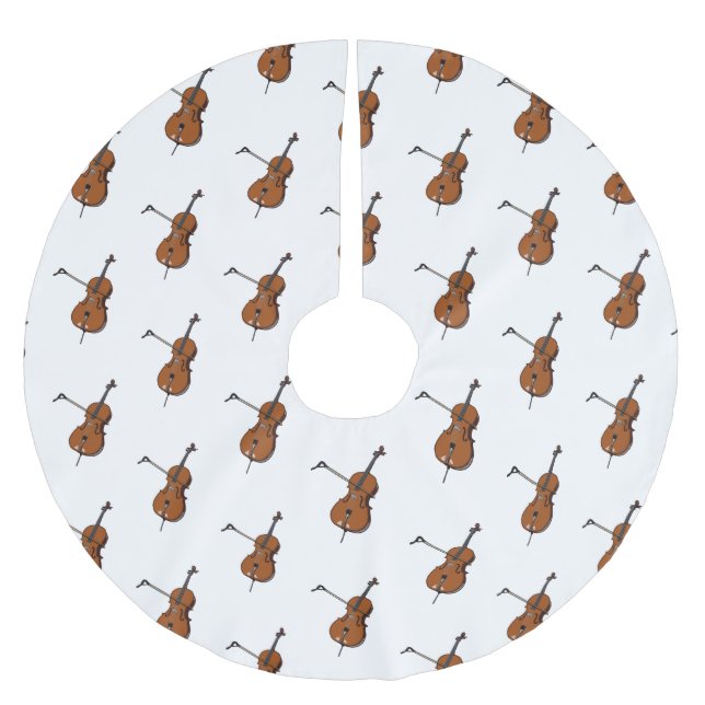Cello cartoon illustration  brushed polyester tree skirt (Front)