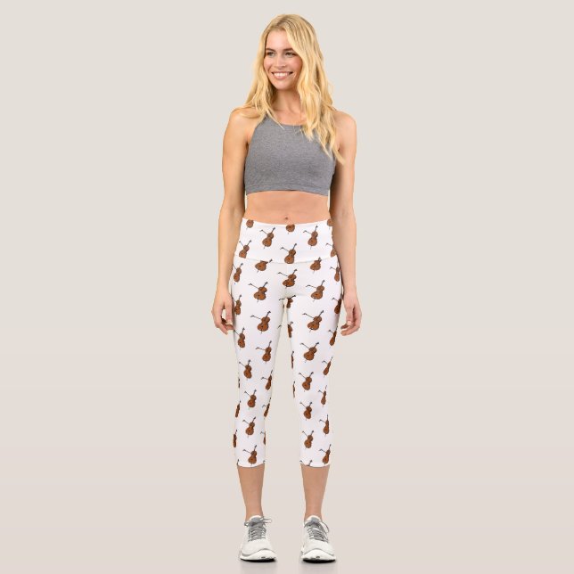 Cello cartoon illustration  capri leggings (Front)
