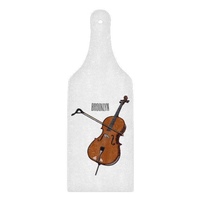 Cello cartoon illustration  cutting board (Front)