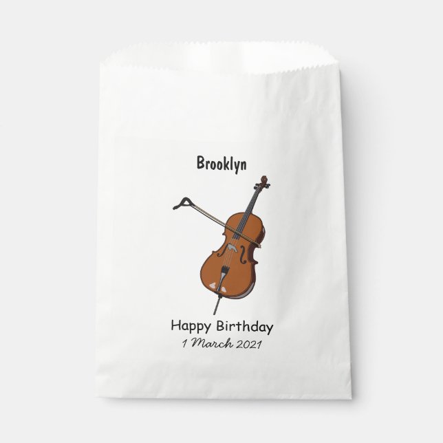 Cello cartoon illustration  favour bag (Front)