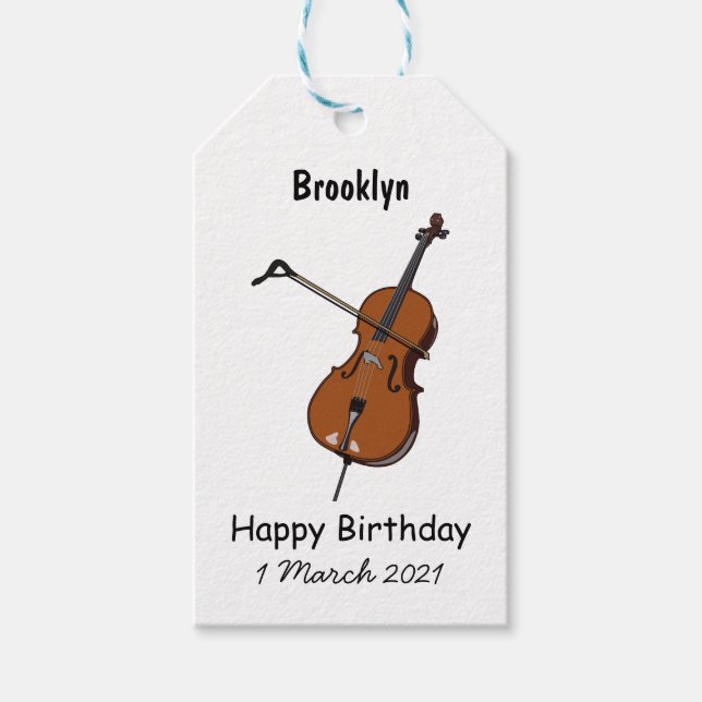 Cello cartoon illustration  gift tags (Front)