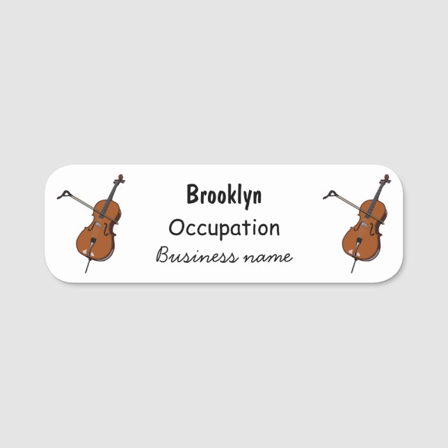 Cello cartoon illustration name tag (Front)