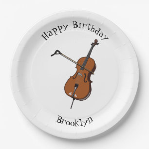 Cello cartoon illustration  paper plate