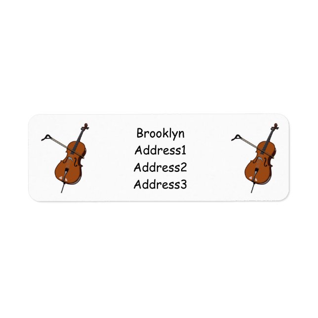 Cello cartoon illustration return address label (Front)