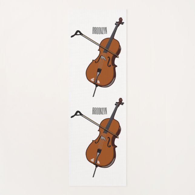 Cello cartoon illustration  yoga mat (Front)