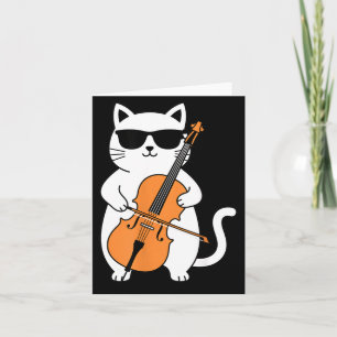 Cello Cat Playing Cello Funny Musician Cat Music Card