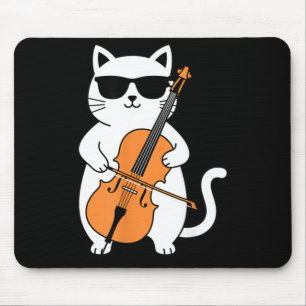 Cello Cat Playing Cello Funny Musician Cat Music Mouse Pad