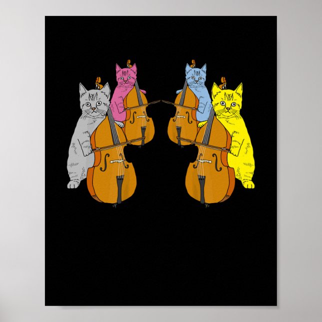 Cello Cats Violin Violin Musicians Music Poster (Front)