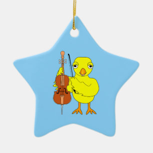 Cello Chick Ceramic Ornament