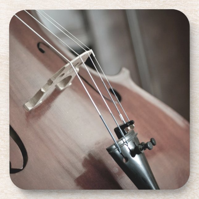 Cello classical music stringed instrument coaster (Front)