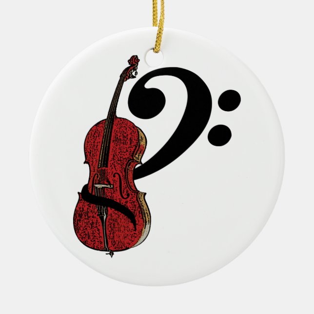 Cello Clef Ceramic Ornament (Front)