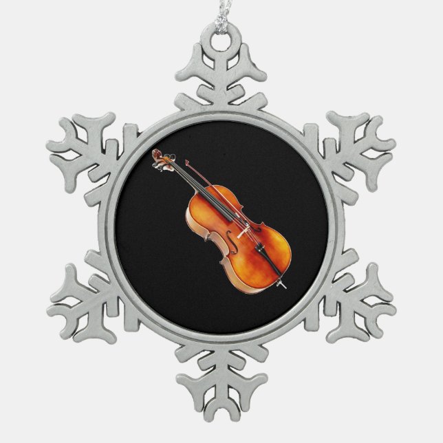 "Cello" design gifts and products Snowflake Pewter Christmas Ornament (Front)