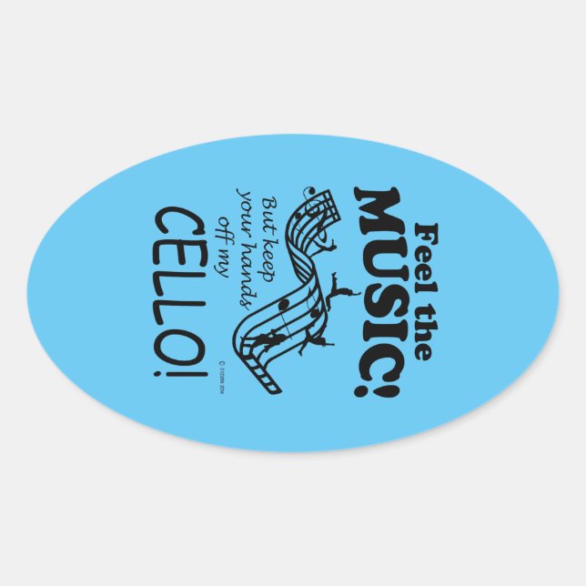 Cello Feel The Music Oval Sticker (Front)