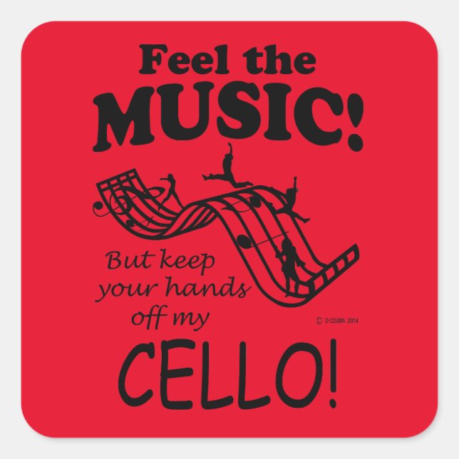 Cello Feel The Music Square Sticker (Front)
