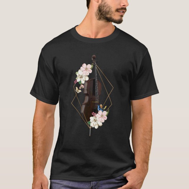 Cello Flower Cellist Musical Instrument Classical  T-Shirt (Front)