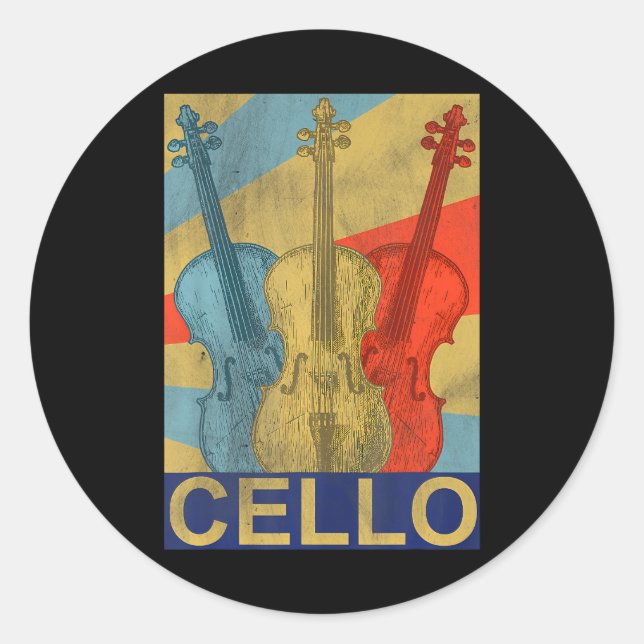 Cello for Cello Player Musician Girls Classic Round Sticker (Front)