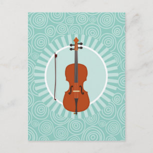 Cello Fun Turquoise Swirl Music Postcard