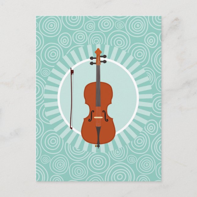 Cello Fun Turquoise Swirl Music Postcard (Front)