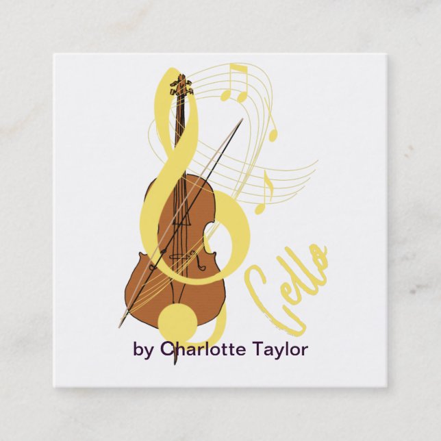 Cello Graphic Musician Music Theme Square Business Card (Front)