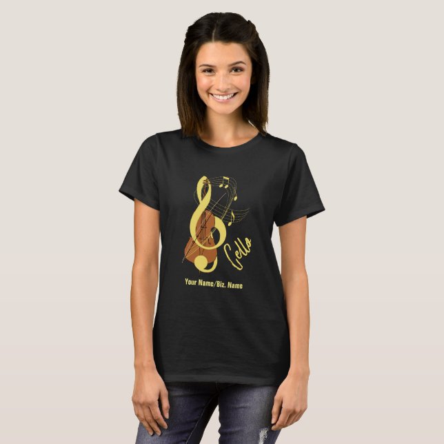 Cello Graphic Musician Music Theme T-Shirt (Front Full)