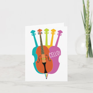 Cello Hello Musical Instruments Colourful Note Car Card