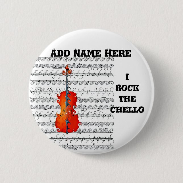 Cello & I Rock!_ 6 Cm Round Badge (Front)