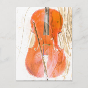 Cello illustration in neutral brown tones postcard