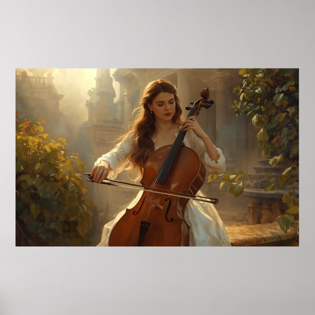 Cello in the Golden Garden Poster (Front)