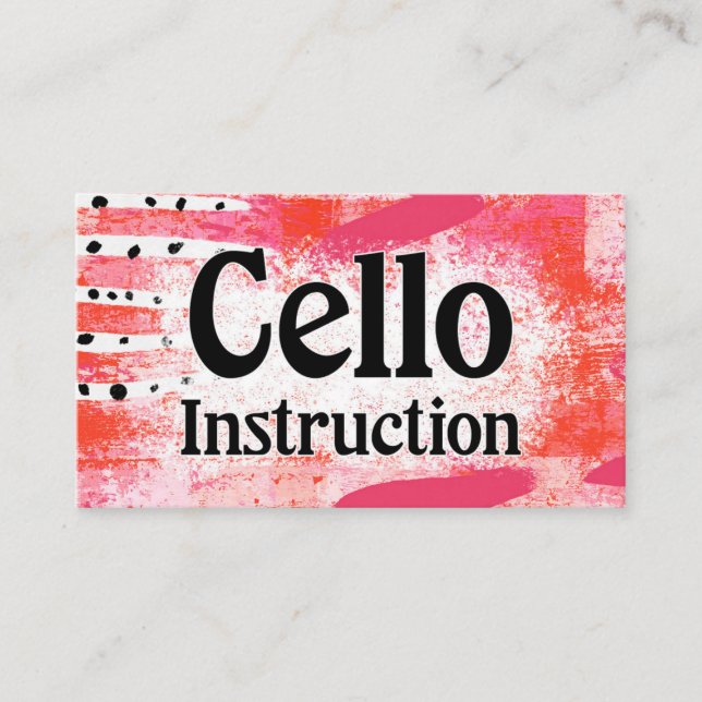 Cello Instruction Lessons Hot Pink Business Cards  (Front)