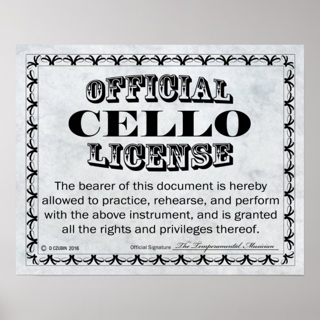 Cello License Poster (Front)