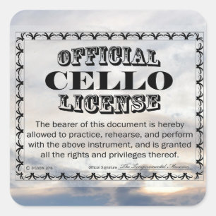 Cello License Square Sticker