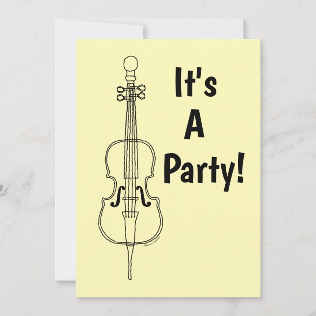 Cello Line Drawing Invitation (Front)