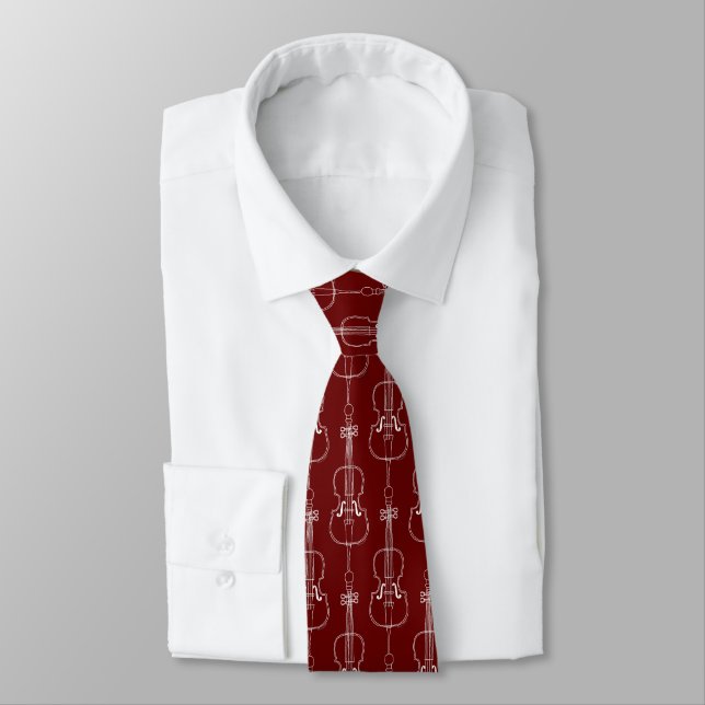 Cello Line Drawing Tie (Tied)